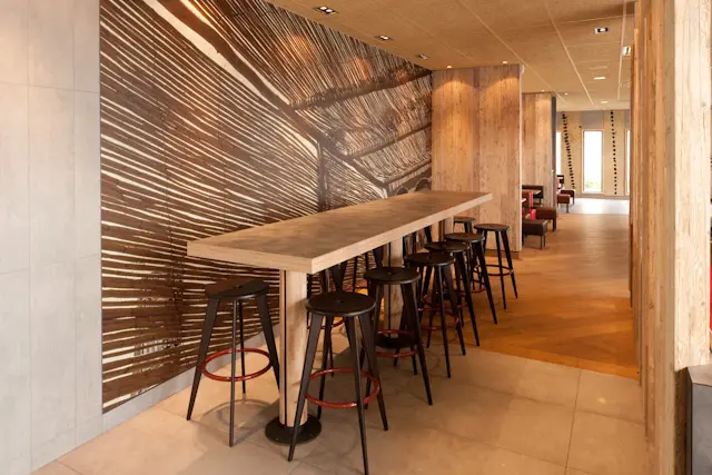 Mc Donalds Antas Restaurant Porto Portugal - Dining Area Stools Table and Lighting Design - Interior Design - Ilaria Gatto - architect