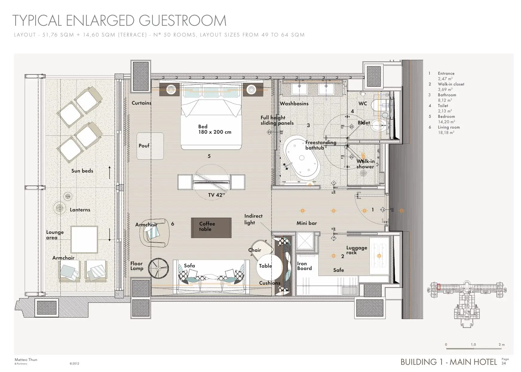 JW Marriott Hotel & Resort – Venice – Large Guestroom Detailed Layout – Interior Design – Ilaria Gatto – architect
